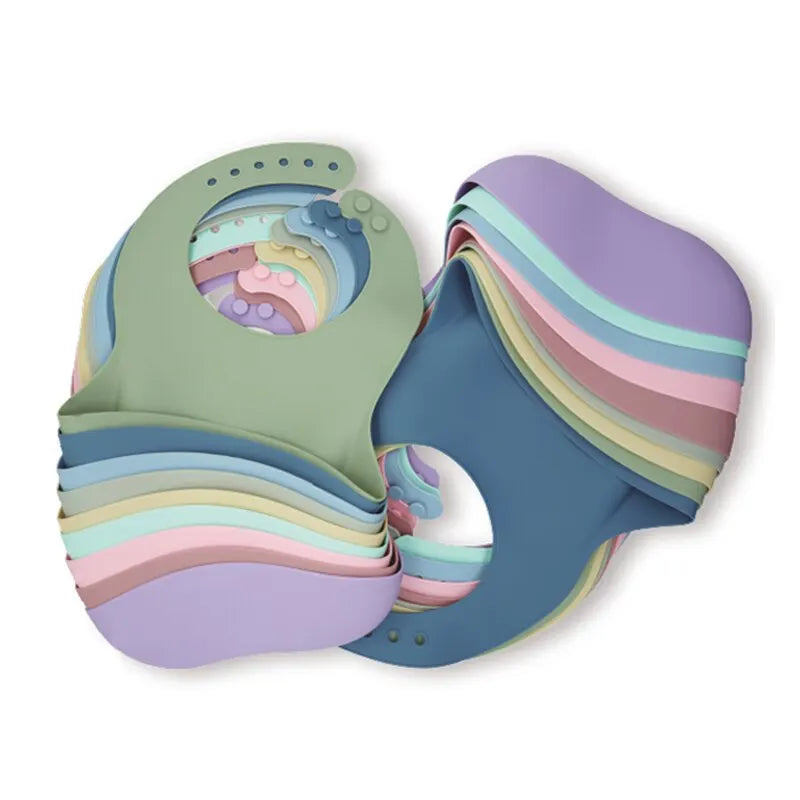 Adjustable Silicone Baby Bib - Waterproof Animal Print, Soft & Easy Clean