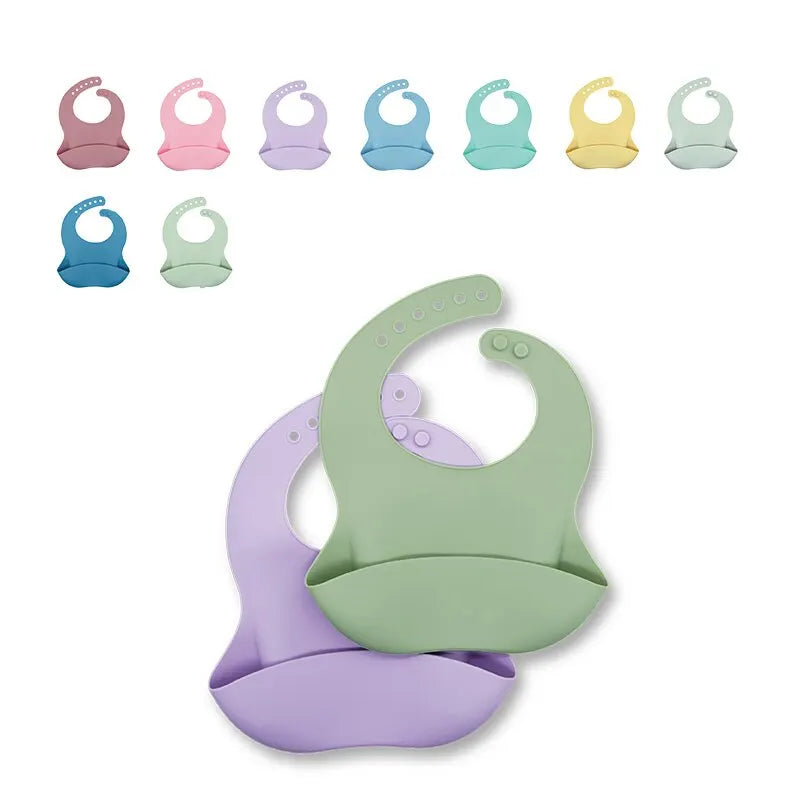 Adjustable Silicone Baby Bib - Waterproof Animal Print, Soft & Easy Clean