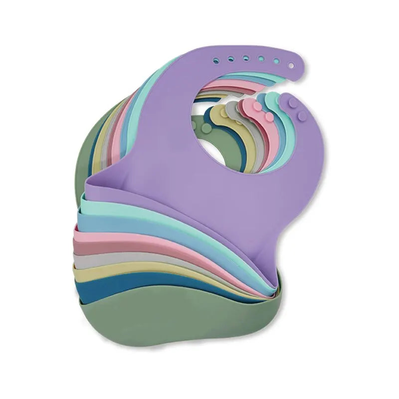 Adjustable Silicone Baby Bib - Waterproof Animal Print, Soft & Easy Clean