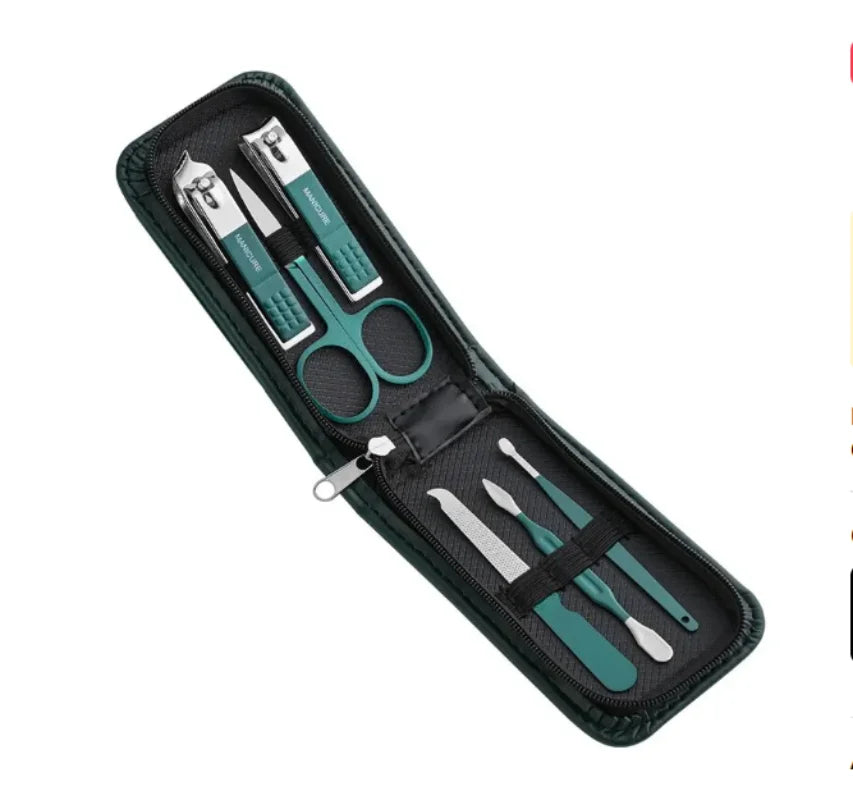 Premium 6-Piece Manicure Set - Professional Nail Care Tools with Travel Case.