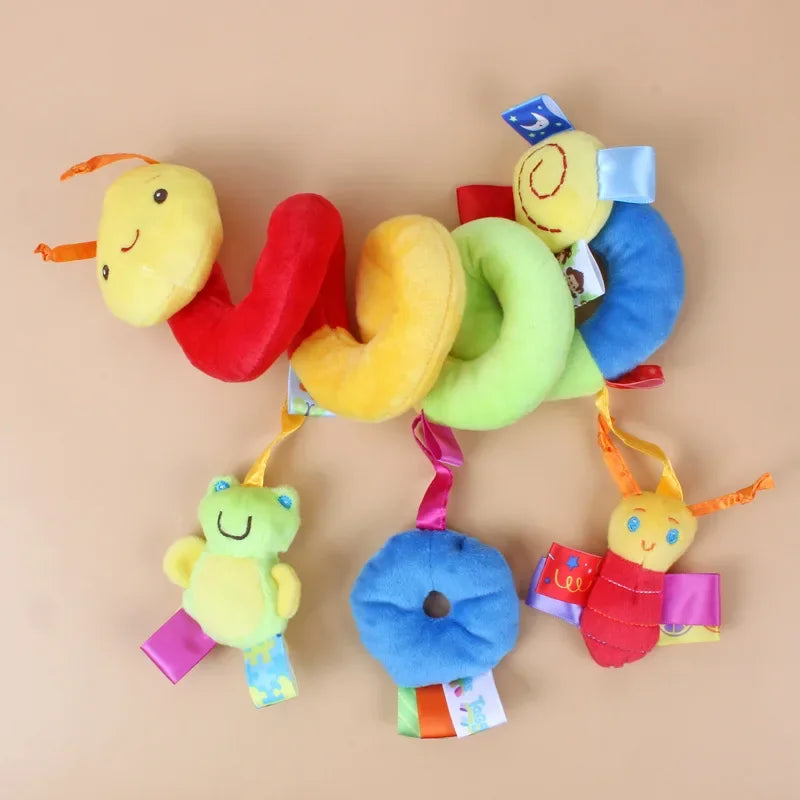 Soft spiral toy with rattles - hangs on cribs/strollers for baby entertainment