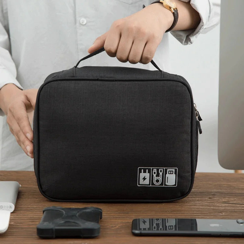 Multi-Function Travel Electronic Storage Bag - Organize Earphones, Cables, Chargers, and Hard Drives; Multi-Layer Protection