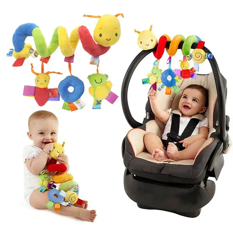 Soft spiral toy with rattles - hangs on cribs/strollers for baby entertainment