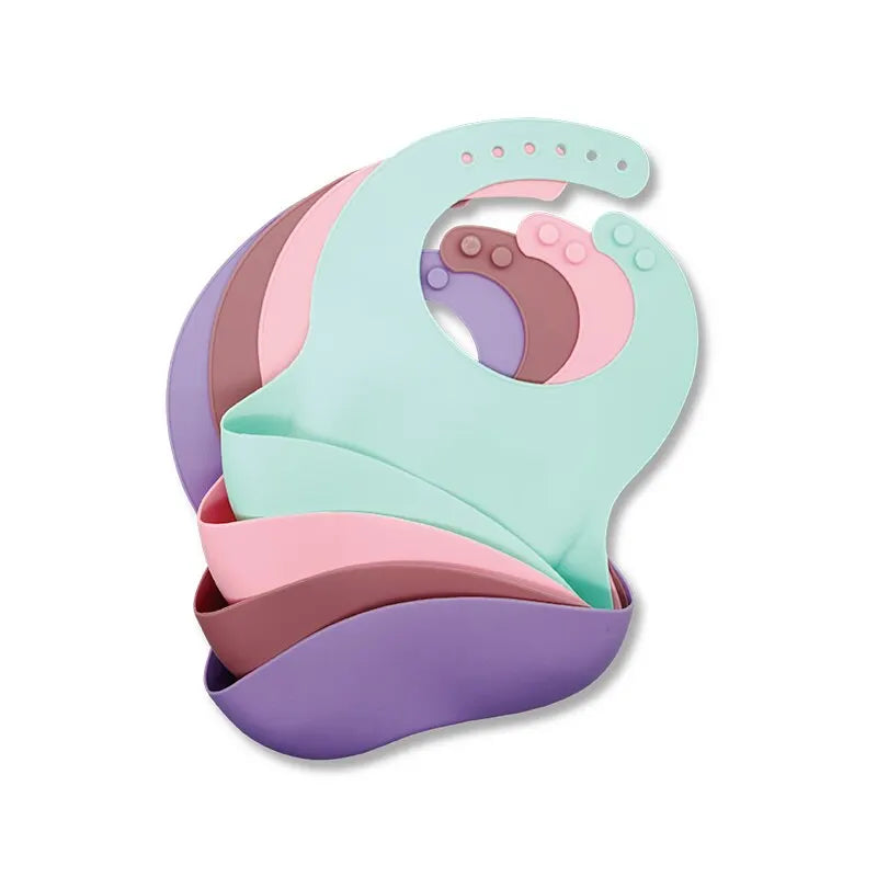 Adjustable Silicone Baby Bib - Waterproof Animal Print, Soft & Easy Clean