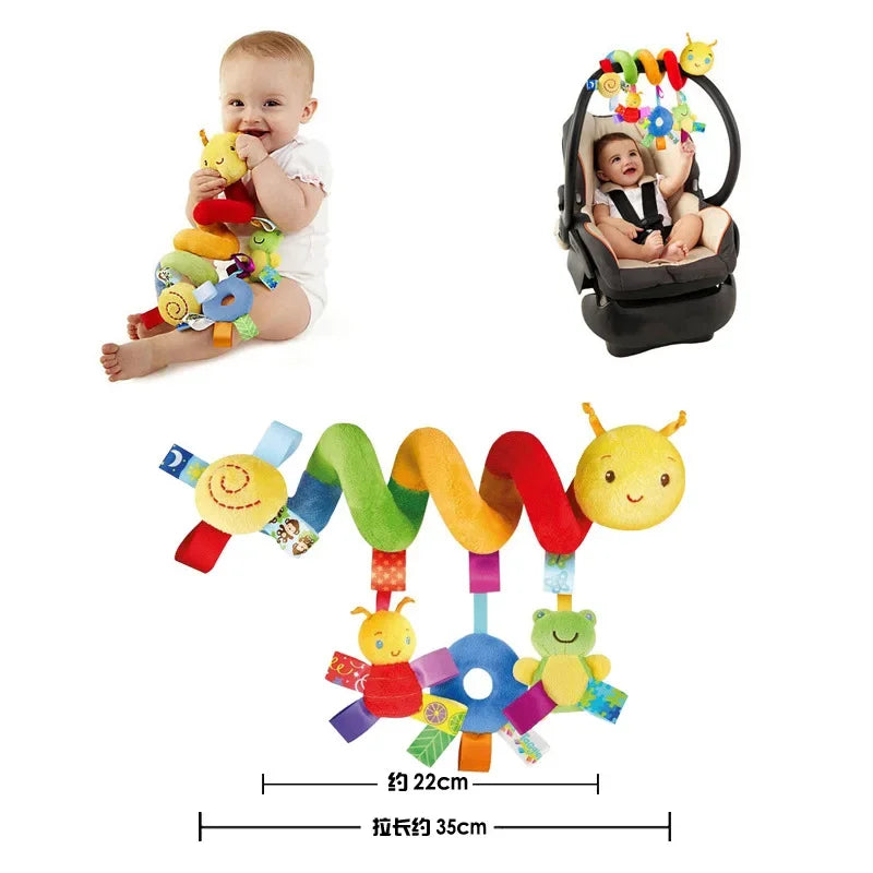 Soft spiral toy with rattles - hangs on cribs/strollers for baby entertainment