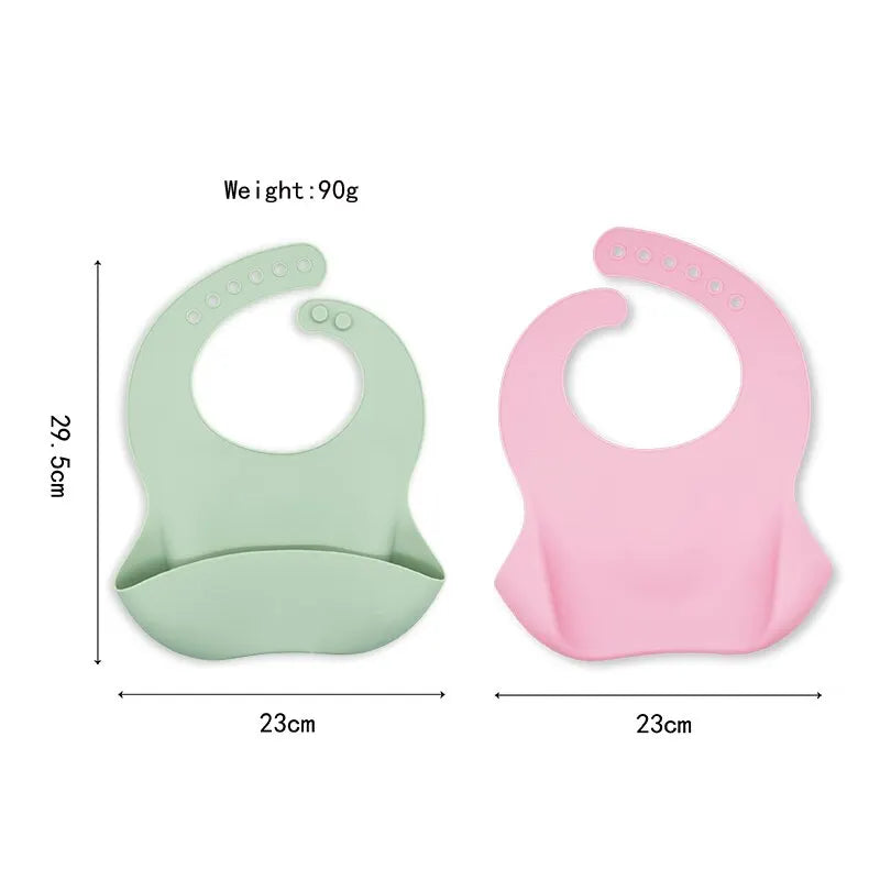 Adjustable Silicone Baby Bib - Waterproof Animal Print, Soft & Easy Clean