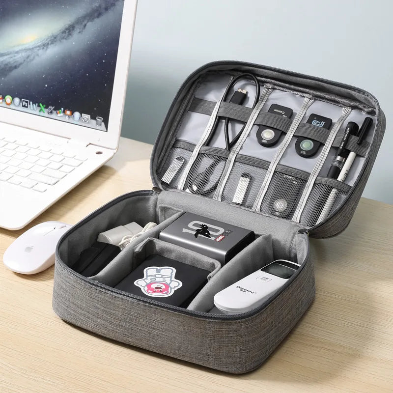 Multi-Function Travel Electronic Storage Bag - Organize Earphones, Cables, Chargers, and Hard Drives; Multi-Layer Protection