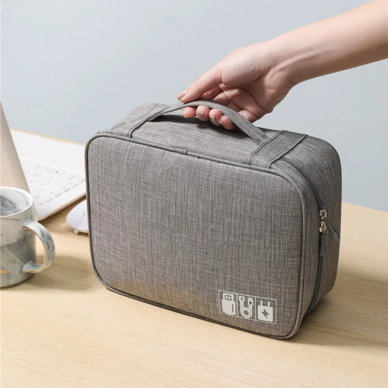 Multi-Function Travel Electronic Storage Bag - Organize Earphones, Cables, Chargers, and Hard Drives; Multi-Layer Protection