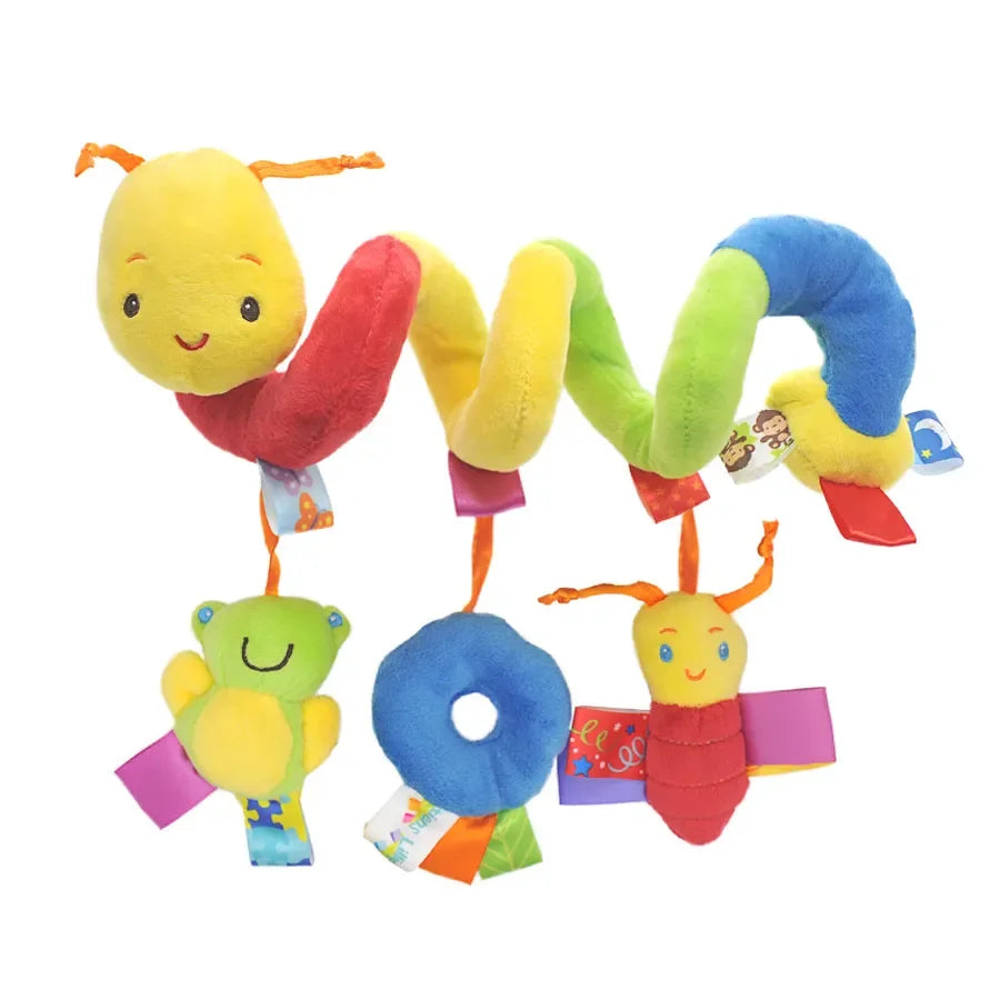 Soft spiral toy with rattles - hangs on cribs/strollers for baby entertainment