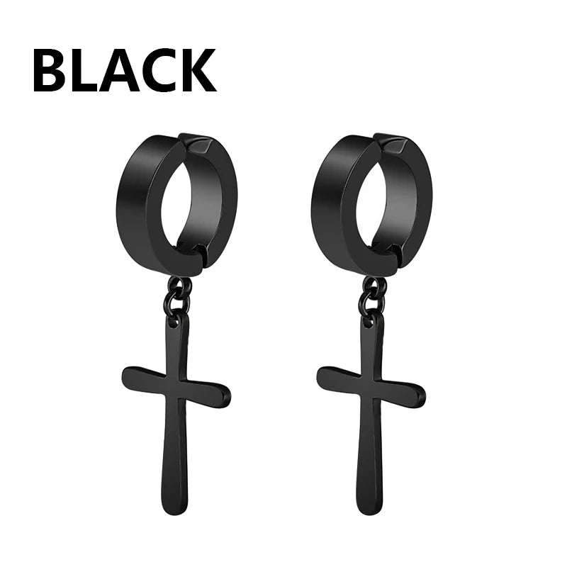 Punk Rock Cross Earrings | Stainless Steel | Unisex Design | Bold & Edgy
