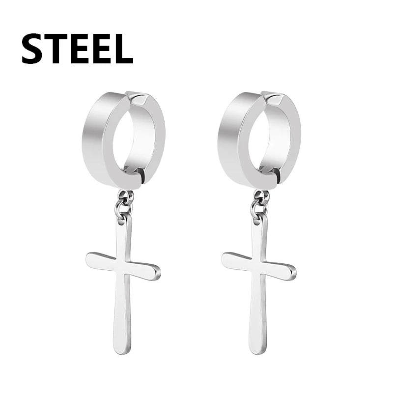 Punk Rock Cross Earrings | Stainless Steel | Unisex Design | Bold & Edgy