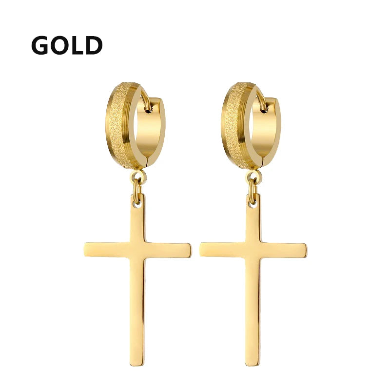 Punk Rock Cross Earrings | Stainless Steel | Unisex Design | Bold & Edgy