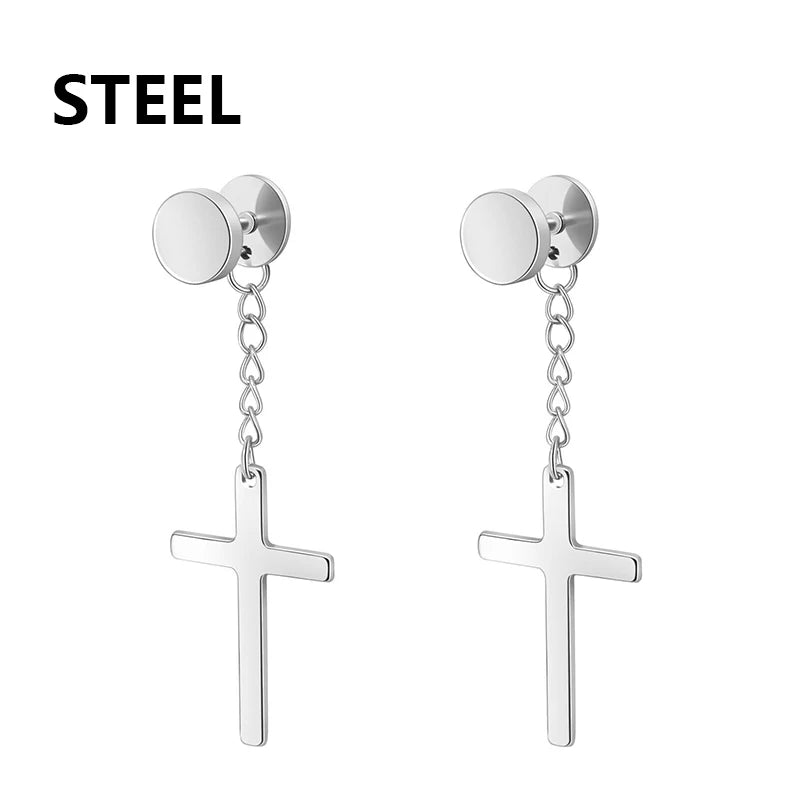 Punk Rock Cross Earrings | Stainless Steel | Unisex Design | Bold & Edgy