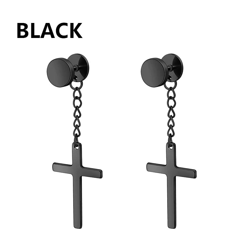 Punk Rock Cross Earrings | Stainless Steel | Unisex Design | Bold & Edgy