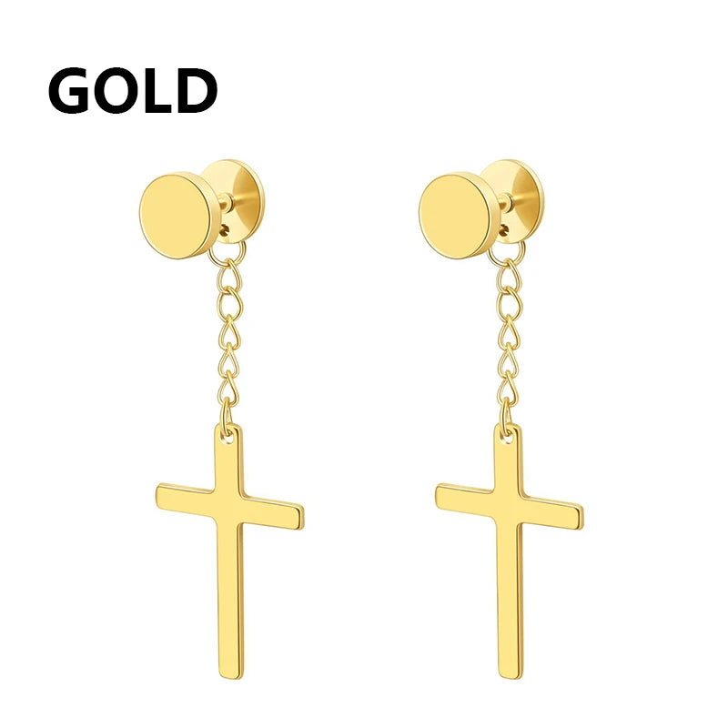 Punk Rock Cross Earrings | Stainless Steel | Unisex Design | Bold & Edgy