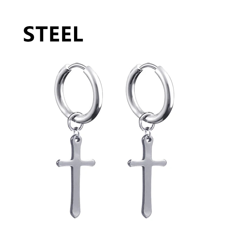 Punk Rock Cross Earrings | Stainless Steel | Unisex Design | Bold & Edgy
