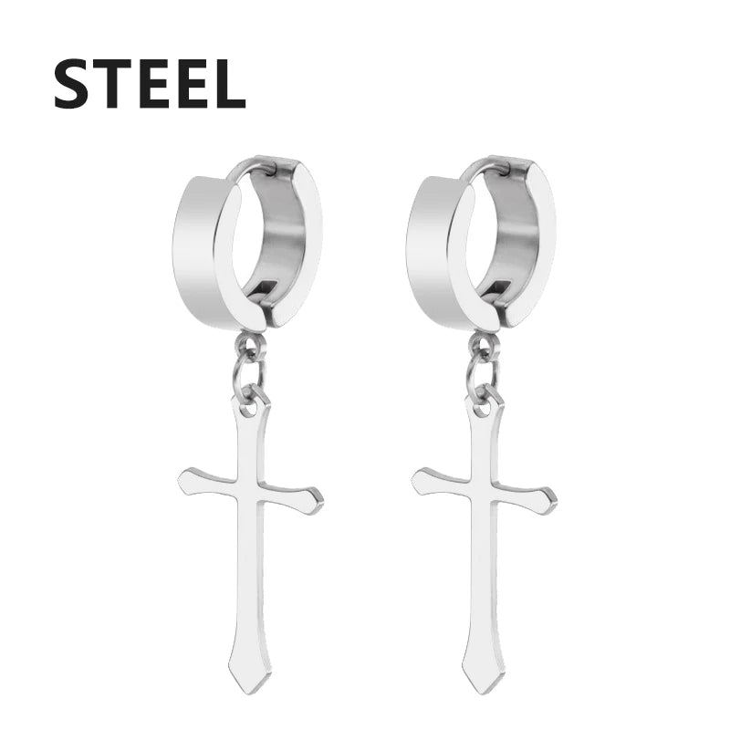 Punk Rock Cross Earrings | Stainless Steel | Unisex Design | Bold & Edgy