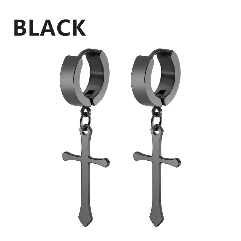 Punk Rock Cross Earrings | Stainless Steel | Unisex Design | Bold & Edgy