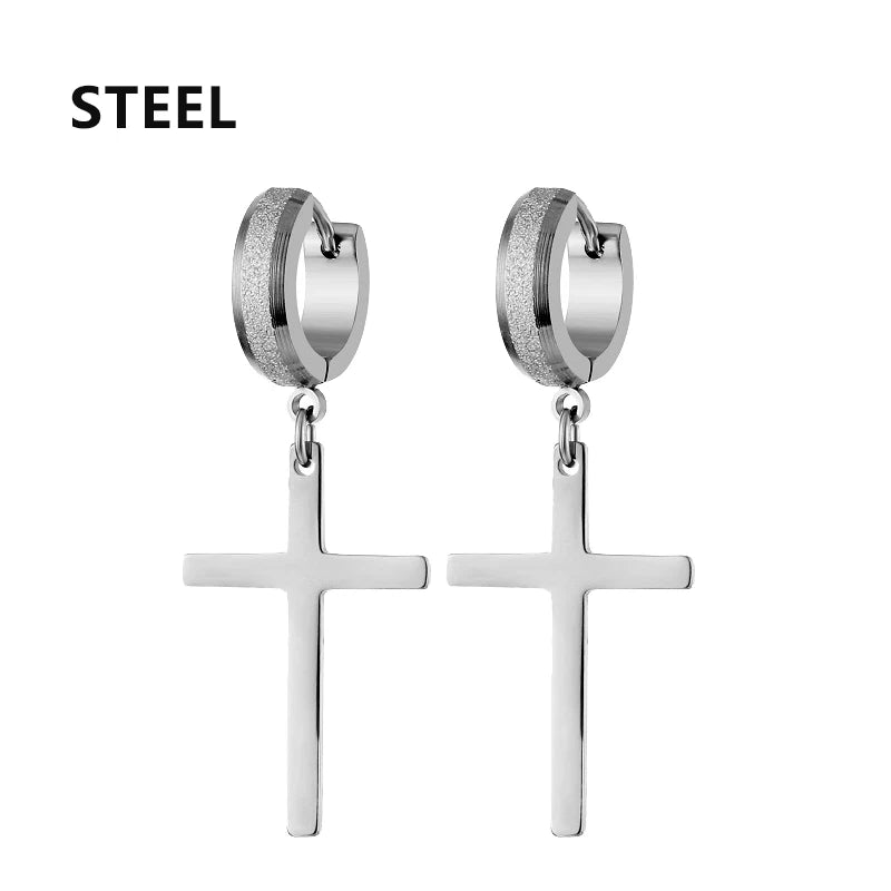 Punk Rock Cross Earrings | Stainless Steel | Unisex Design | Bold & Edgy