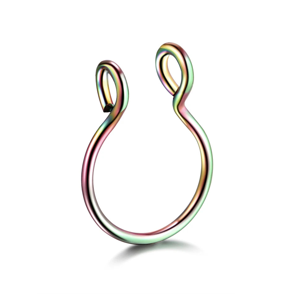 5pcs Stainless Steel Magnetic Fake Septum Rings: Fashionable, Gothic, Rock Body Jewelry