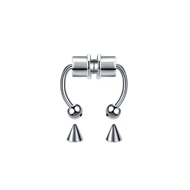 5pcs Stainless Steel Magnetic Fake Septum Rings: Fashionable, Gothic, Rock Body Jewelry