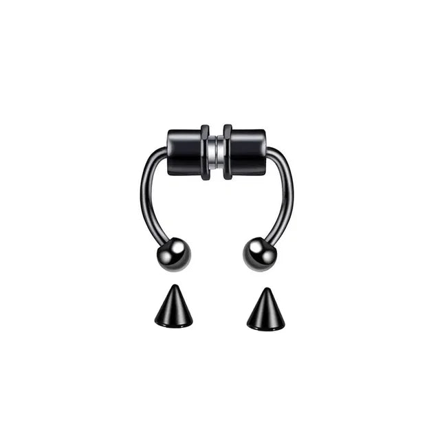 5pcs Stainless Steel Magnetic Fake Septum Rings: Fashionable, Gothic, Rock Body Jewelry