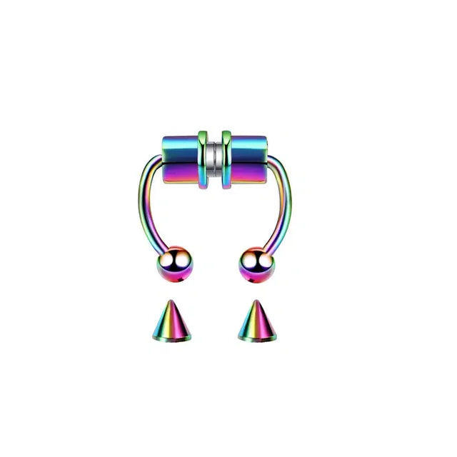 5pcs Stainless Steel Magnetic Fake Septum Rings: Fashionable, Gothic, Rock Body Jewelry
