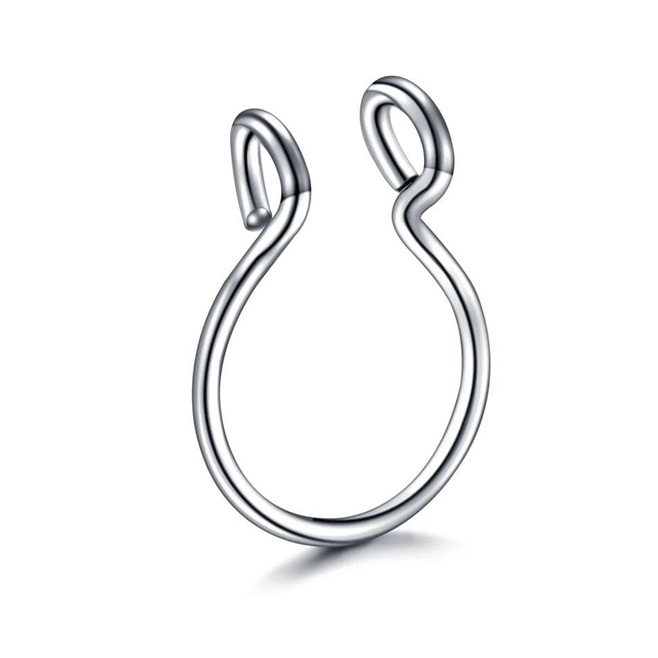 5pcs Stainless Steel Magnetic Fake Septum Rings: Fashionable, Gothic, Rock Body Jewelry