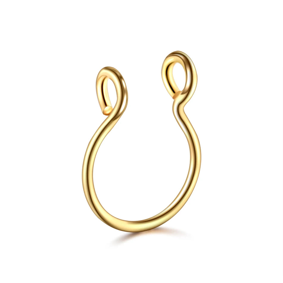 5pcs Stainless Steel Magnetic Fake Septum Rings: Fashionable, Gothic, Rock Body Jewelry
