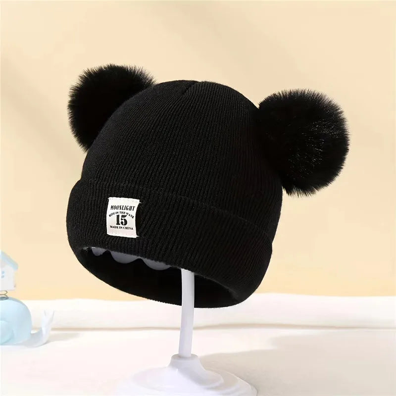 Kids' Cozy Winter Pom Beanie - Soft Knit Hat for Boys & Girls