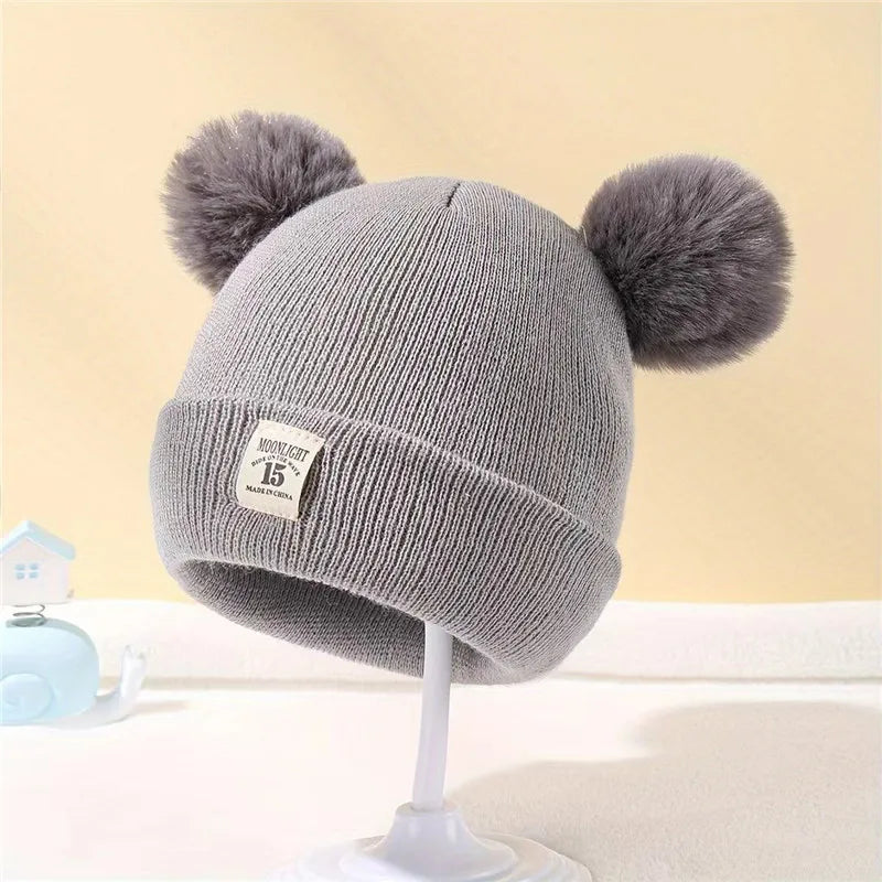 Kids' Cozy Winter Pom Beanie - Soft Knit Hat for Boys & Girls