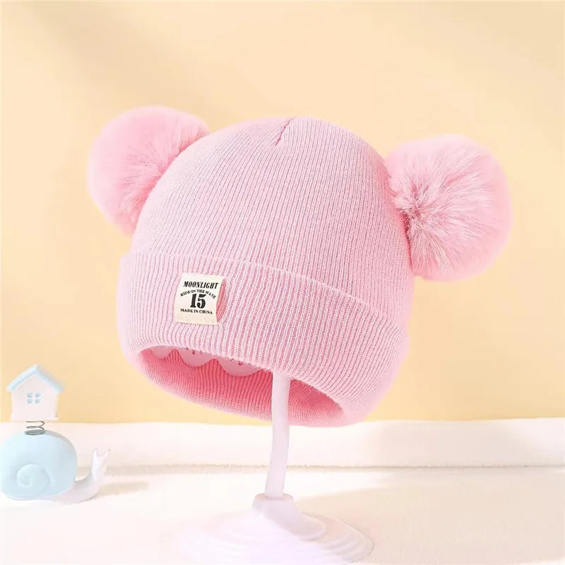 Kids' Cozy Winter Pom Beanie - Soft Knit Hat for Boys & Girls