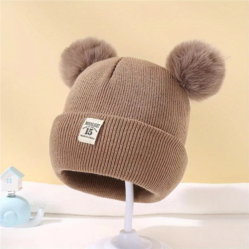 Kids' Cozy Winter Pom Beanie - Soft Knit Hat for Boys & Girls