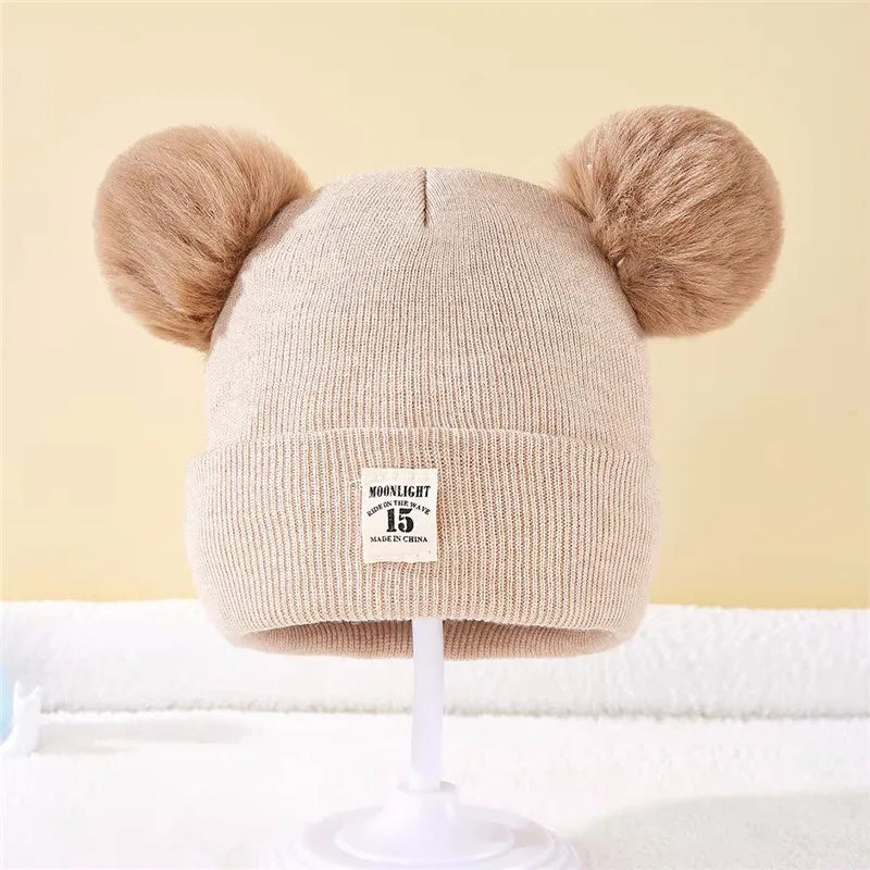 Kids' Cozy Winter Pom Beanie - Soft Knit Hat for Boys & Girls