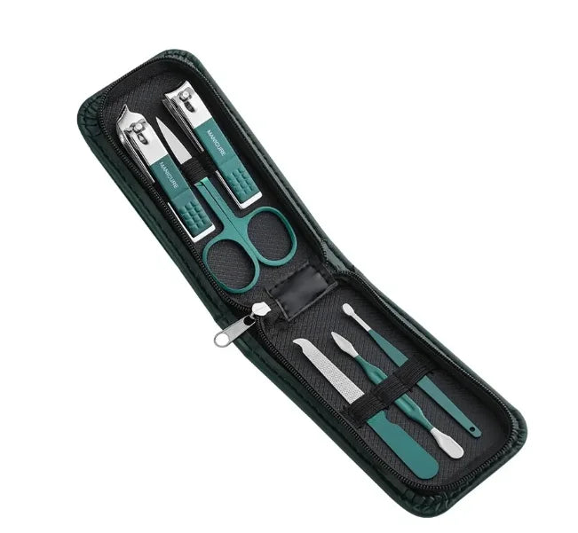 Premium 6-Piece Manicure Set - Professional Nail Care Tools with Travel Case.