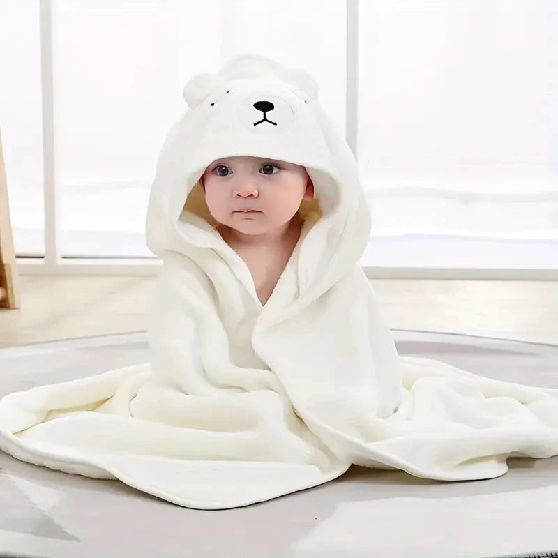 Soft Hooded Baby Towel | Coral Velvet | Cartoon Design | Perfect for Newborn to 4 Years